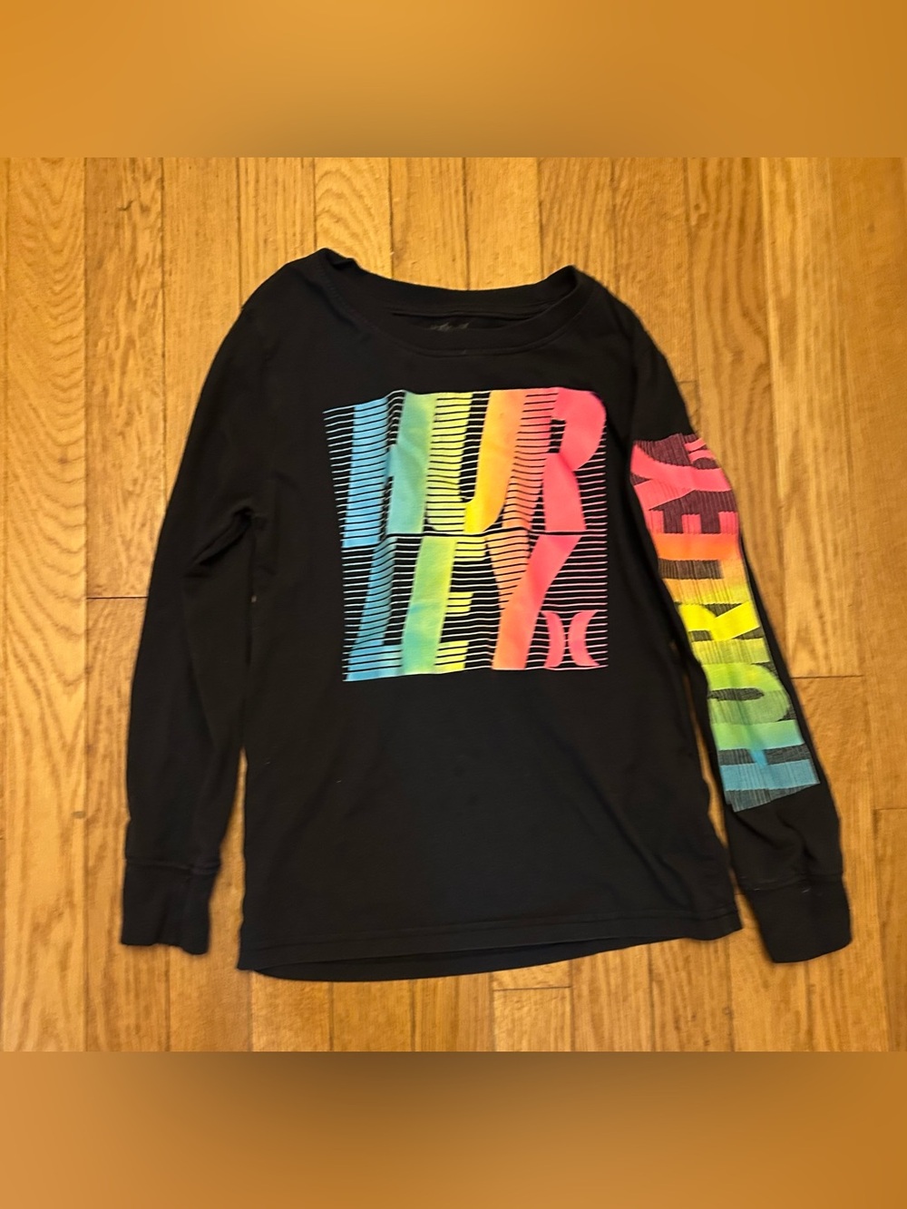 Older Boys Hurley Rainbow Logo Long Sleeve T-Shirt Size Small (8)